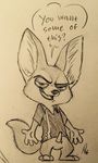  bottomless canine clothed clothing disney fennec finnick fox hi_res male mammal mica_xiii penis presenting shirt zootopia 