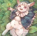  artist_request flower furry nekotsuki open_mouth pink_eyes rabbit white_hair 