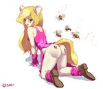  animaniacs anthro arthropod ass_up bee bee_sting blonde_hair breasts butt clothed clothing female fur hair insect mammal minerva_mink mink mustelid sarisari wings 