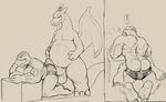  ! all_fours balls big_penis butt charizard clothed clothing daftpatriot duo erection kneeling looking_back machoke male male/male nintendo nude penis pok&eacute;mon rear_view standing uncut video_games wings 