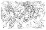  absurdres greyscale highres kali_(p&amp;d) lineart monochrome official_art puzzle_&amp;_dragons solo 