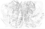  greyscale highres lineart monochrome official_art puzzle_&amp;_dragons ra_(p&amp;d) solo 
