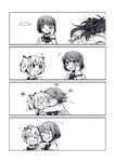  /\/\/\ 3girls 4koma ^_^ blush bob_cut bow bowtie cheek_kiss clenched_hand closed_eyes comic fleeing greyscale grin hair_ornament hairclip hand_on_another's_head happy head_to_head heart hug kaname_madoka kiss laughing long_hair long_sleeves looking_at_another mahou_shoujo_madoka_magica miki_sayaka monochrome motion_lines multiple_girls petting sakura_kyouko school_uniform short_hair sideways_glance silent_comic silverxp smile source_request spoken_ellipsis spoken_heart sweat twintails upper_body yuri 