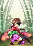  bamboo bangs black_hair closed_eyes commentary_request flower hair_flower hair_ornament hiyohiyo_(naga) japanese_clothes katana kimono momohime oboro_muramasa outline sheath sheathed silhouette solo_focus sword thighhighs weapon white_outline 