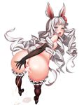  animal_ears ass ass_grab bent_over cum cum_in_pussy cumdrip elbow_gloves elin_(tera) from_behind high_heels looking_at_viewer looking_back lucknight naughty_face purple_eyes silver_hair tera_online thighhighs uncensored 