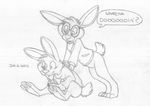  2012 anthro ascot barefoot bottomless buckteeth clothed clothing cub dialogue digitigrade duo facial_scar greyscale joe_muck lagomorph leaning leaning_forward male mammal mizzyam monochrome nigel_stup open_mouth pencil_(artwork) pencil_(object) rabbit sitting smile surprise teeth traditional_media_(artwork) writing young 