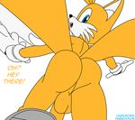  2016 anthro balls big_butt butt canine darksorm english_text fox habbodude male mammal miles_prower nude penis solo sonic_(series) text 