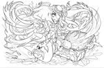  absurdres greyscale highres lineart monochrome official_art pandora_(p&amp;d) puzzle_&amp;_dragons solo 