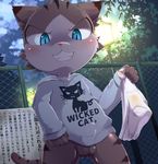  5_fingers balls blue_eyes blush bottomless briefs bulge cat clothed clothing cub erection feline fur grey_fur grin hoodie japanese_text mammal outside pink_nose public standing suimatsu text underwear young 