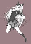  black_legwear darius_burst flo long_hair open_mouth skirt solo ti2 