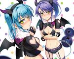  ass breasts cleavage cropped erect_nipples horns nonaka_kurumi nonaka_yuki ookuma_nekosuke shinmai_maou_no_testament stockings tail thighhighs wings 