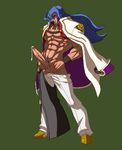  1boy abs animated animated_gif azrael azrael_(blazblue) bara blazblue cum drooling male_focus muscle naughty_face pecs penis saliva solo testicles 