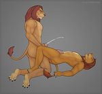  anthro cum disney father father_and_son feline incest lion male male/male mammal masturbation mufasa parent penis simba son the_lion_king yomari_u 