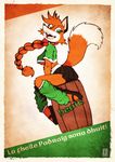  anthro breasts canine cute female fox foxpop ginger green_eyes hair holidays invalid_tag mammal pinup pose red_hair sitting smile st._patrick&#039;s_day 