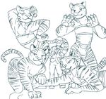  anon anthro clothed clothing crossgender disney feline female flat_chested group human larger_female looking_at_viewer male mammal monochrome pose redout size_difference skimpy stripper_tiger_(zootopia) tiger zootopia 