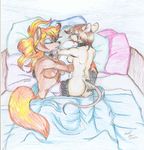  &lt;3 arm_around_neck arm_around_torso bed big_breasts breasts canine choker clothing cuddling cute female fox group holding_butt hug inkohaulyc-1 legwear m/f/f male male/female mammal mitch mouse nude pillow pussy rodent sleeping thigh_highs wolf 