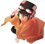  1girl androgynous artist_request butterflies coat kino kino_no_tabi looking_at_viewer manarou short_hair simple_background solo 