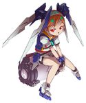  gloves gundam gundam_age gundam_age-2 hair_ornament hairband king_of_unlucky mecha_musume orange_hair personification red_eyes short_hair sitting solo winged_hairband 