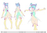  1girl aqua_eyes aqua_hair ass babydoll bangs bare_shoulders blue_eyes blue_hair breasts butt_crack cleavage concept_art elbow_gloves female girl_(anime_expo) gloves hairband kami-sama_(girl) large_breasts me!me!me! nightgown short_twintails solo twintails yellow_gloves 