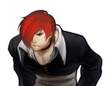  choker erraday hair_over_one_eye jacket male_focus red_eyes red_hair shirt solo the_king_of_fighters yagami_iori 