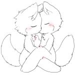  ambiguous_gender anthro blush canid canine canis changed_(video_game) chano cub digital_media_(artwork) duo fur kissing lin_(changed) mammal paws sitting white_fur white_tail wolf young 