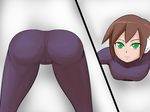  1girl aile ass brown_eyes brown_hair green_eyes rockman rockman_zx shor666 through_wall 