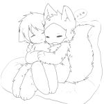  ambiguous_gender anthro canid canine canis changed_(video_game) chano cub digital_media_(artwork) fin fish fur hair hug mammal marine puro_(changed) shark sleeping the_shark_(changed) wolf young 