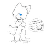  ambiguous_gender anthro blue_eyes blush canid canine canis changed_(video_game) chano cub digital_media_(artwork) english_text fur goo_creature lin_(changed) looking_at_another mammal paws puro_(changed) solo text white_fur white_tail wolf young 