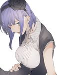  black_flower black_rose breasts dagashi_kashi flower hairband haruba_negi large_breasts purple_hair ringed_eyes rose shidare_hotaru short_hair solo 