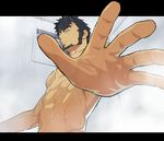  1boy abs bathroom black_hair facial_hair itto_(mentaiko) looking_at_viewer muscle nude pecs pov shower tagme 