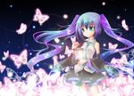  aqua_eyes blue_eyes blue_hair bug butterfly detached_sleeves floating_hair glowing gradient_hair hatsune_miku hourglass insect long_hair multicolored_hair purple_hair solo twintails very_long_hair vocaloid yuuki_kira 