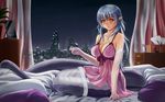  bare_shoulders bed bed_sheet breasts city cleavage cotton_swab elbow_gloves gloves highres lamia large_breasts lingerie long_hair looking_at_viewer midnight_(banyex) mimikaki monster_girl monster_girl_encyclopedia negligee night night_sky on_bed original pillow pointy_ears see-through sitting sky smile solo tail thighhighs underwear white_gloves window yellow_eyes 