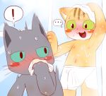  ... anthro bathing blush caught choreuny domestic_cat felid feline felis kuehiko_roshihara male male/male mammal tapio_chatarozawa underwear_sniffing wet working_buddies! 