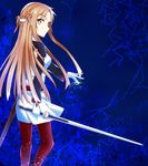  asuna_(sao) brown_eyes brown_hair from_behind gloves long_hair mizuna_mizuna solo sword sword_art_online sword_art_online_the_movie:_ordinal_scale weapon 