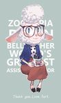  blue_eyes cup dawn_bellwether furry glasses highres holding jacket mug paws pen pencil sheep shirt sitting skirt smile solo white_hair xue_jiang_(simoncry) zootopia 