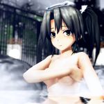  3d bad_id bad_pixiv_id breasts covering covering_breasts highres kantai_collection mikumikudance onsen sierra_(ws) solo towel towel_on_head twintails zuikaku_(kantai_collection) 