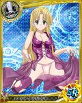  artist_request asia_argento bishop_(chess) blonde_hair card_(medium) character_name chess_piece dress dress_lift green_eyes high_school_dxd long_hair magic_circle official_art solo thighhighs trading_card underwear very_long_hair 