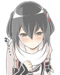  bad_id bad_nicoseiga_id bangs bare_shoulders black_hair blush brown_eyes commentary_request elbow_gloves fingerless_gloves gloves hair_between_eyes hair_ornament kantai_collection looking_at_viewer masupa_kiriu neckerchief remodel_(kantai_collection) scarf school_uniform sendai_(kantai_collection) serafuku simple_background solo two_side_up white_background white_scarf 