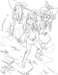  bags_under_eyes belt boots cosmic_bear curly_hair dress freckles glasses greyscale hair_over_one_eye hat hood hoodie kagari_atsuko knee_boots lineart little_witch_academia long_dress long_hair lotte_jansson magic magical_girl miniskirt monochrome multiple_girls ponytail shadow short_hair side_slit skirt sucy_manbavaran wand wide_sleeves witch witch_hat 