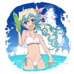  bikini blush cloud_hair highres kurokuro0821 long_hair looking_at_viewer low_ponytail navel nia_teppelin open_mouth ponytail side-tie_bikini smile solo swimsuit tengen_toppa_gurren_lagann wading water_gun 