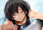  :o amagami black_hair black_swimsuit closed_eyes facing_viewer from_above holding_hands looking_up murasaki_iro nanasaki_ai one-piece_swimsuit out_of_frame partially_submerged pool pov pov_hands solo_focus swimsuit water wet 