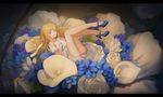  blonde_hair blue_eyes dress flowers long_hair minhoo original panties ribbons rose underwear 