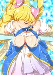  asahina_mirai blonde_hair blush breasts closed_eyes cure_miracle hat long_hair magical_girl mahou_girls_precure! medium_breasts navel nipples precure sapphire_style solo witch_hat yuto_(dialique) 