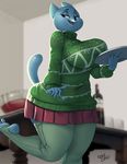  2016 anthro big_breasts bottle bowl breasts cartoon_network cat christmas clothed clothing feline female fur holidays kevinsano mammal nicole_watterson pants parent smile solo sweater the_amazing_life_of_gumball the_amazing_world_of_gumball tray 