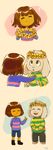  2015 absurd_res asriel_dreemurr brown_hair caprine clothed clothing comic cute duo eyes_closed flower flower_in_hair fur goat hair happy hi_res human long_ears male mammal menechi open_mouth plant protagonist_(undertale) smile undertale video_games white_fur 