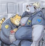  benjamin_clawhauser censored chief_bogo disney hi_res humanoid_penis ineffective_censorship kotobuki male male/male overweight partially_retracted_foreskin penis uncut zootopia 