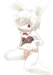  anthro barefoot bedroom_eyes blush bow_tie cub detached_collar hair hair_over_eye half-closed_eyes invalid_tag kneeling lagomorph licking licking_lips male mammal naughty_face noriburu rabbit seductive shirt_cuffs spread_legs spreading tenting tongue tongue_out young 