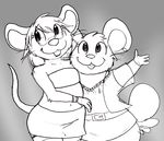  clothed clothing cute duo female grey_background hamster mammal mouse nishi oxynard rex(mouse) rodent simple_background 