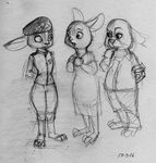  2016 beret bonnie_hopps clothing comic crossover disney female hat hi_res humor invalid_tag judy_hopps lagomorph male mammal military monocrome movie parent rabbit science_fiction sketch starship_troopers steve_gallacci stu_hopps uniform zootopia 