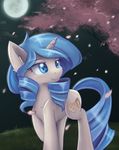  2016 absurd_res ardail blue_eyes blue_hair cutie_mark equine fan_character female feral hair hi_res horn mammal moon my_little_pony night outside smile solo tree unicorn walking 